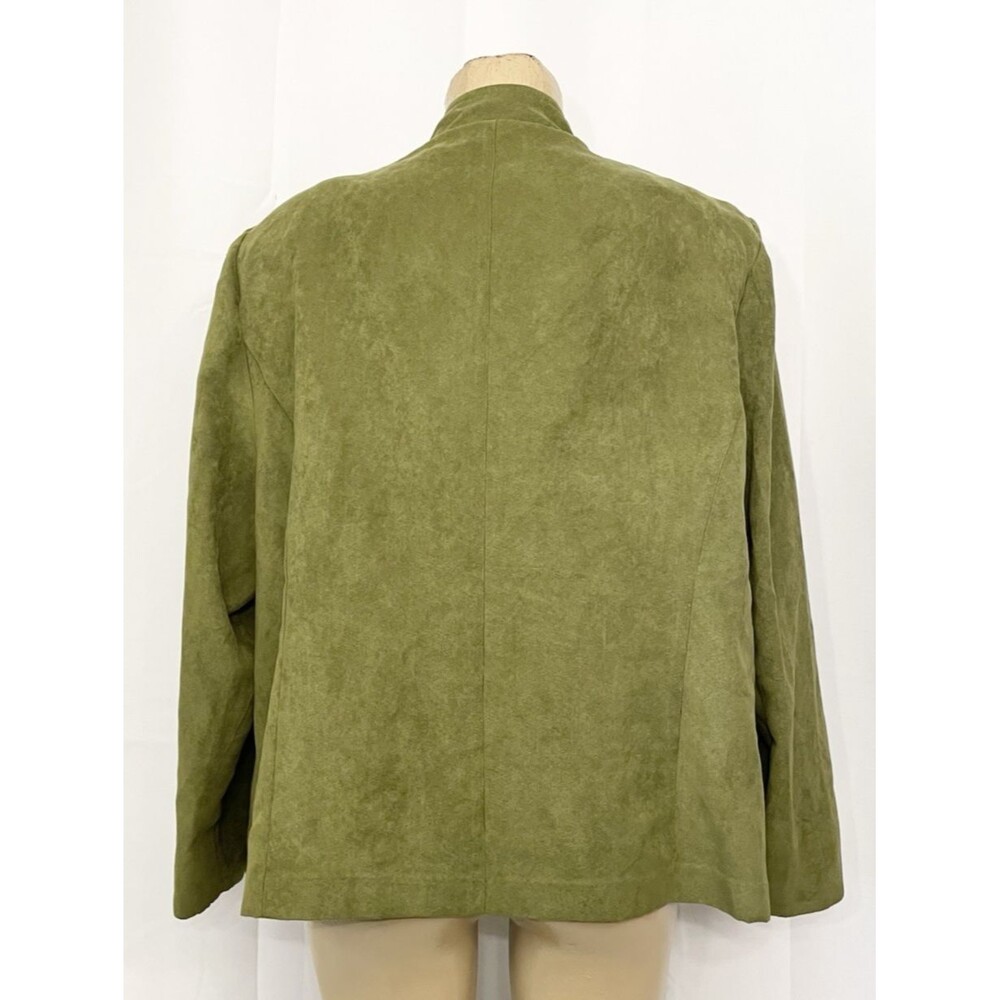 Dressbarn Open Jacket Plus Size 20w Long Sleeves Cardigan Faux Suede Green - Picture 5 of 8